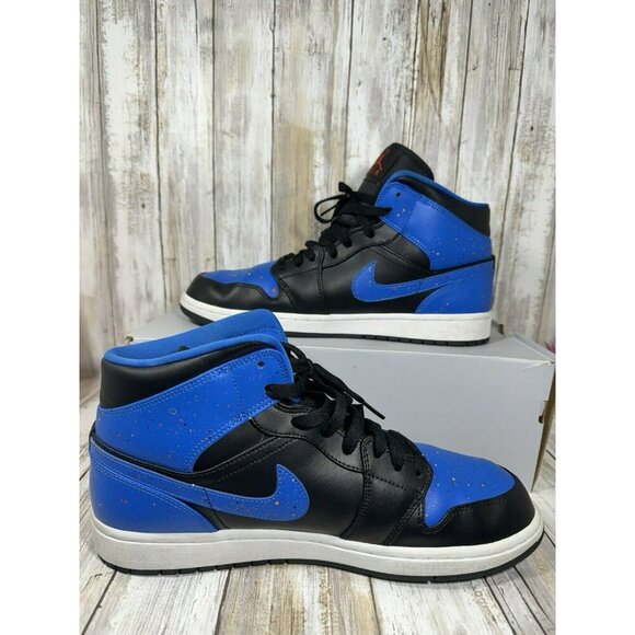 Nike Air Jordan 1 Mid Royal Paint Splatter 554724-048 Mens Size 11 - Picture 2 of 10